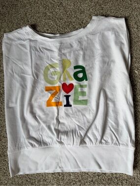 NWT LOFT Grazie white sleeveless top with colorful graphic Size S